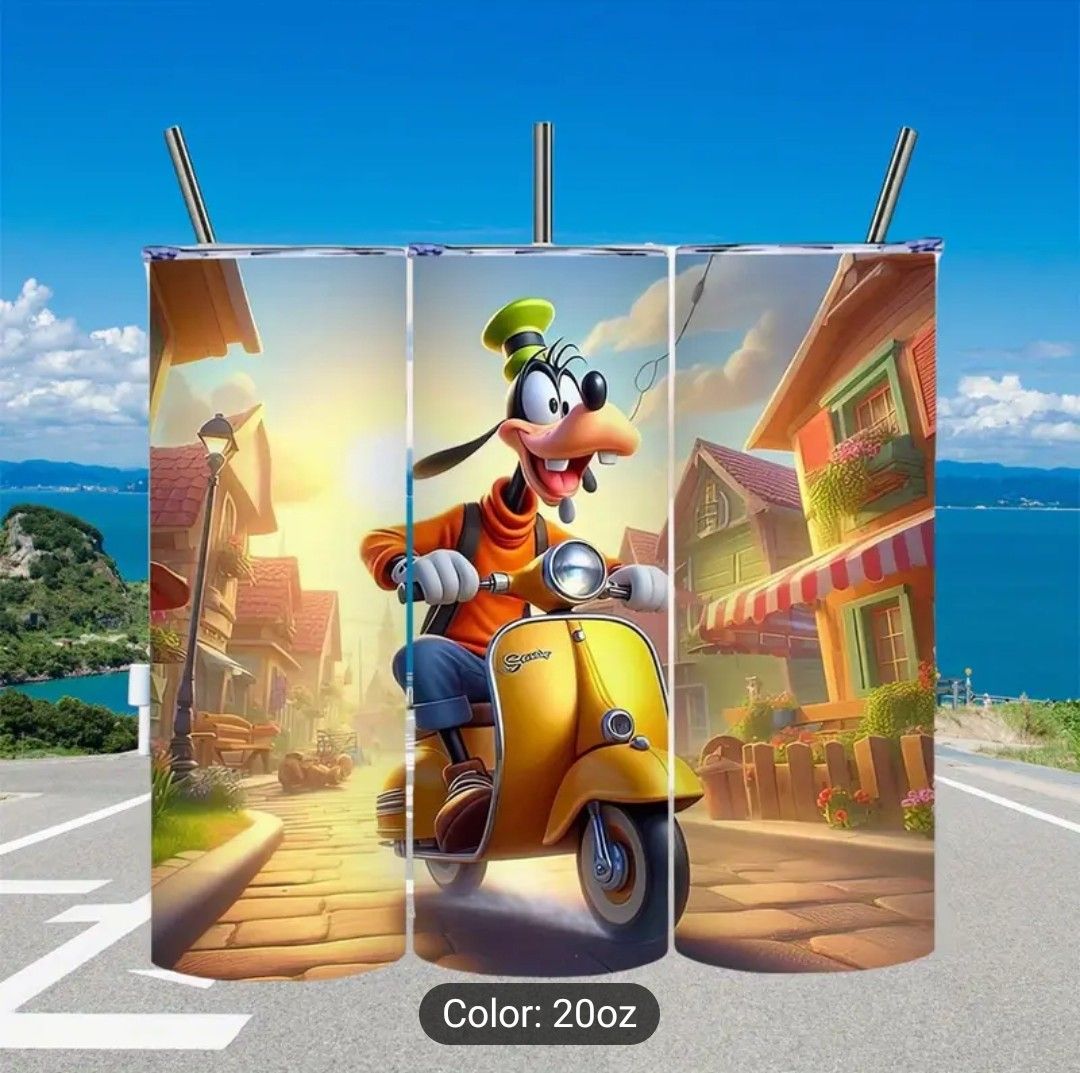 1pc 20oz Disney Donald Duck Stainless Steel Tumbler with Lid - Double-Wall Insulation for Hot &amp; Cold Drinks, Vibrant Animated Design, Perfect for Camping, Hiking, Driving &amp; Office Use - Durable, Hand-