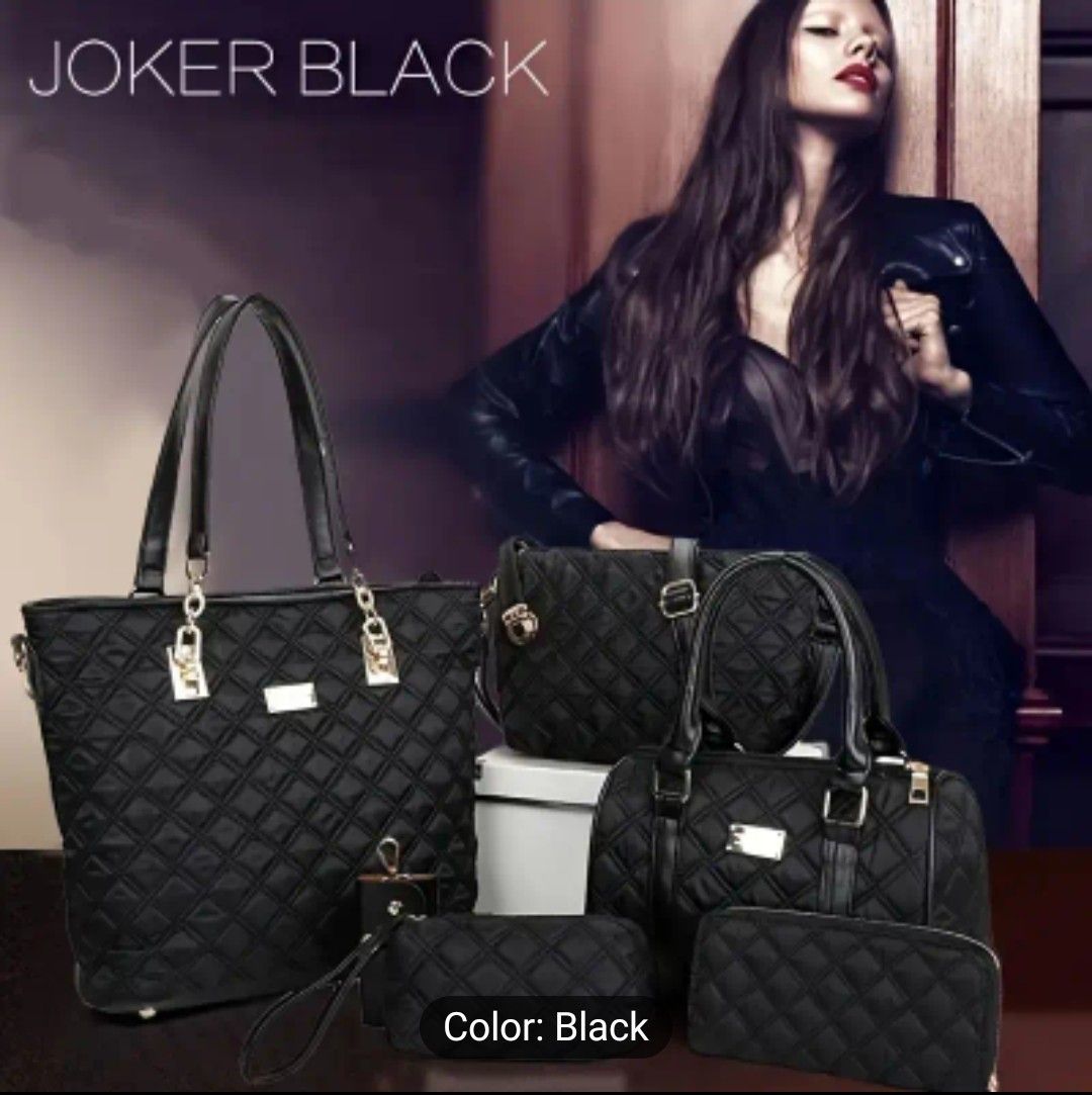 A Set of 6 Stylish Women&#39;S Bags - Includes a Quilted Tote, a Crossbody Bag, And a Shoulder Bag, Along with a Matching Wallet - Durable, Fashionable, And Easy to Care For, in Solid C