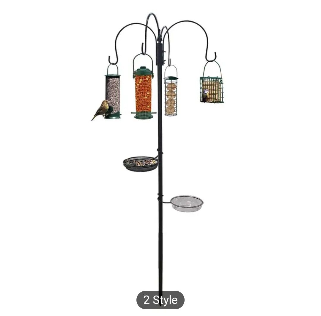 Wild Bird Feeding Station with Feeders Water &amp; Seed Tray Perfect for Gardens Outdoor Feeder Table Ground Spike Base