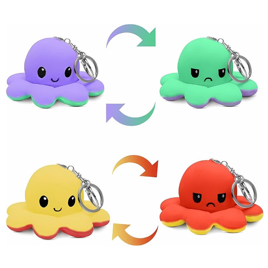 Octopus Reversible Mood Soft Plush Fidget Sensory Keyring (Sent randomly)
