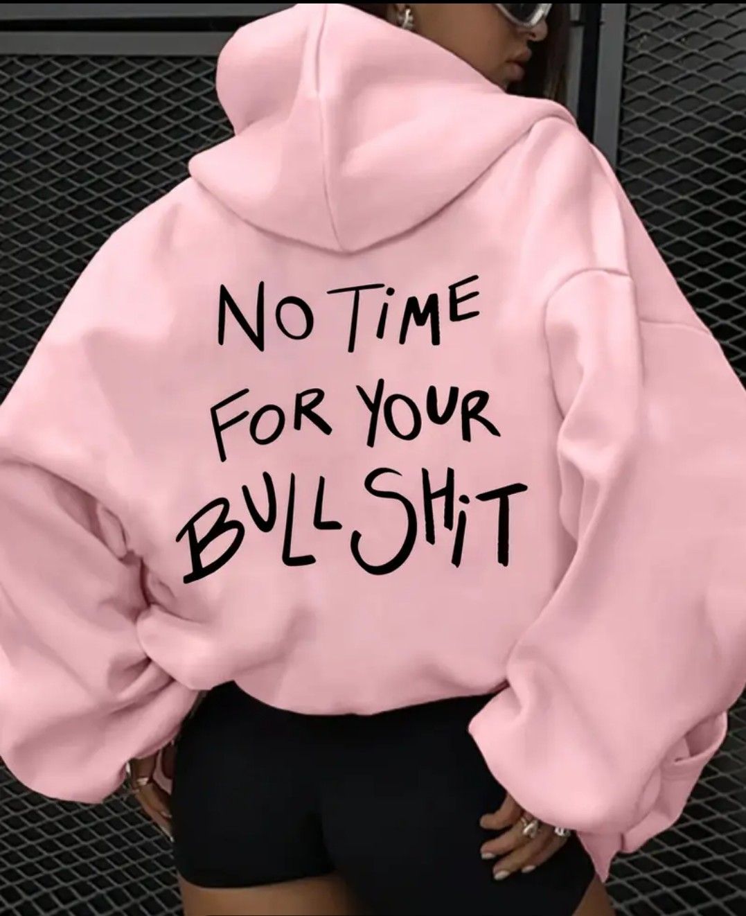 Women&#39;S Hoodie with &quot;No Time for Your Bullshit&quot; Print - Casual Pullover, Long Sleeve, Polyester Knit, Autumn &amp; Winter Wear, Autumn Casual Wear | Bold Statement Hoodie | Knit Construction, Sweate