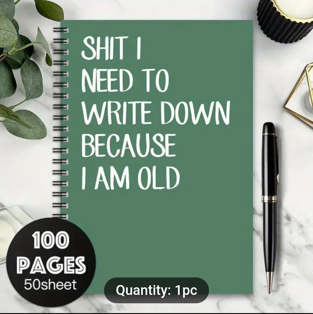 Fun Spiral Notebook 1pc &quot;Sh*t I Need to Write Down Because I&#39;m Old&quot; Sarcastic Funny Work Spiral Notebook Journal, Notebook for Work, Perfect School Office Home Gifts for Friends Women Men Scrapbook Ki