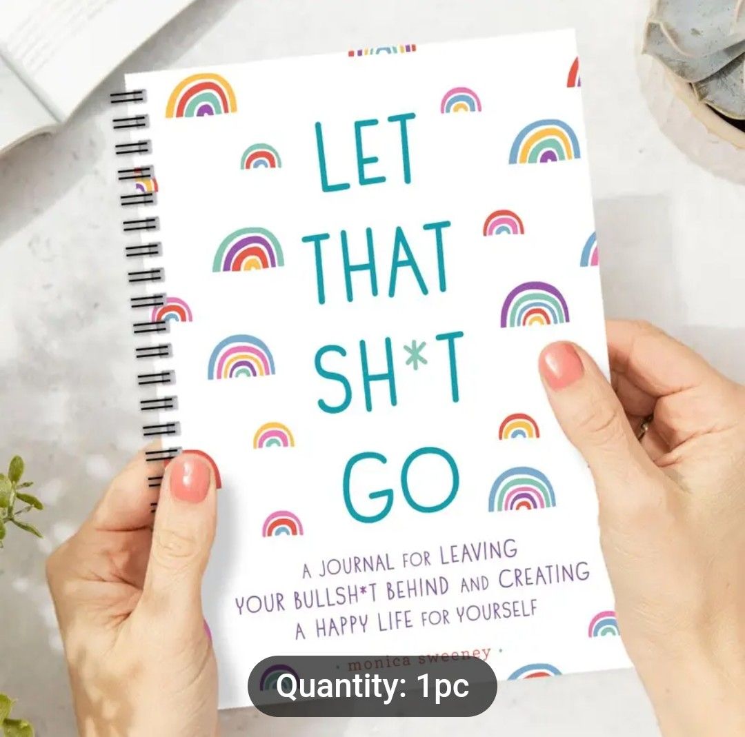 Let That Sh*t Go - Funny Spiral Notebook Journal with Rainbow Design, 100 Pages, Perfect Gift for Friends, Coworkers, Men &amp; Women, School &amp; Office Supplies, School Supplies | Rainbow Pattern Cover | B