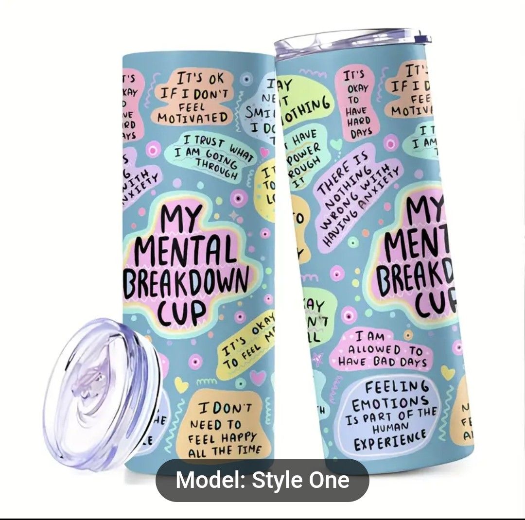 My Mental Breakdown Cup - 20oz Stainless Steel Tumbler with Inspirational Daily Affirmations, Colorful Graphic Design, Perfect Gift for Her, Best Friend, Birthday &amp; Christmas
