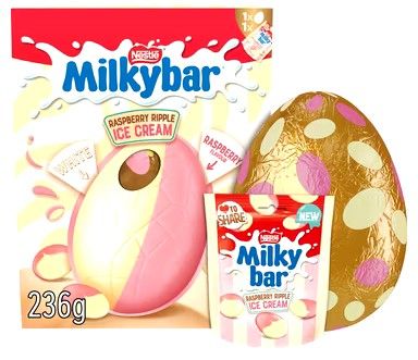 Milkybar Raspberry Ripple White Chocolate Large Easter Egg 236g