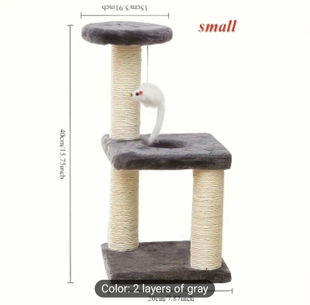 Deluxe Two/Four Story Cat Tree with Scratching Post, Hammock and Cozy Little House - Made of Durable Plywood, Ideal for Indoor Cats