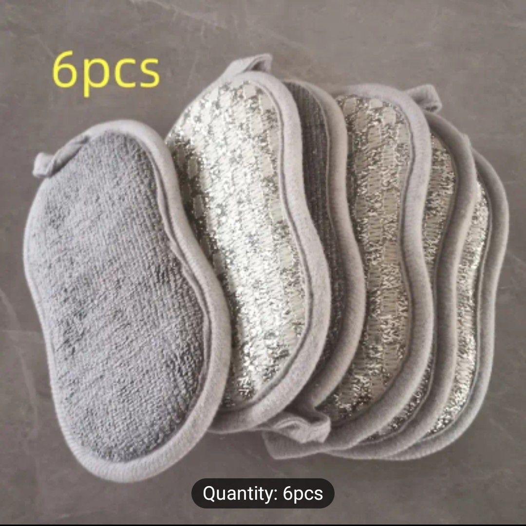 6pcs Ultra-Absorbent Microfiber Sponges - Heavy-Duty, Reusable &amp; Machine Washable for Kitchen, Home &amp; Bathroom Cleaning - Perfect for Grease, Grime &amp; Food Residue Removal