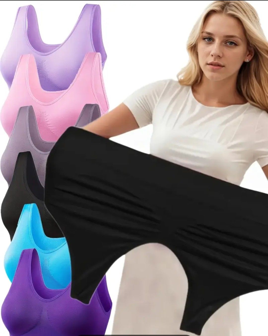 6pcs Plus Size Women&#39;s Seamless Full Coverage Sports Bra - Comfortable, Sweat-Wicking, Single Layer Design for High-Impact Workouts - Breathable, Quick-Drying Fabric for Maximum Comfort