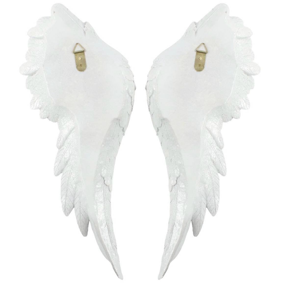 This pair of large angel wings is simply stunning and would make a fantastic focal piece in any home. The wings are white and covered in a clear glitter, for a subtle almost iridescent effect. Each wi