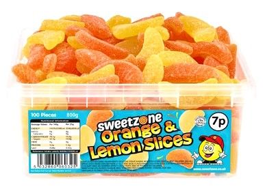 Sweetzone Orange &amp; Lemon Slices Tub 800g