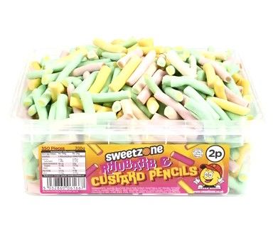 Sweetzone Rhubarb &amp; Custard Pencils Tub 700g