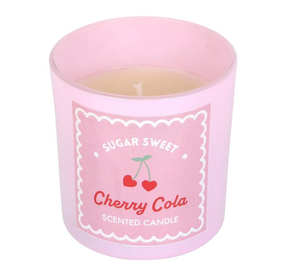 Indulge your senses with the sweet and fizzy scent of classic cherry cola with this adorable candle. A nostalgic and playful fragrance encased in a sleek, pink glass jar, perfect for setting a fun, ro