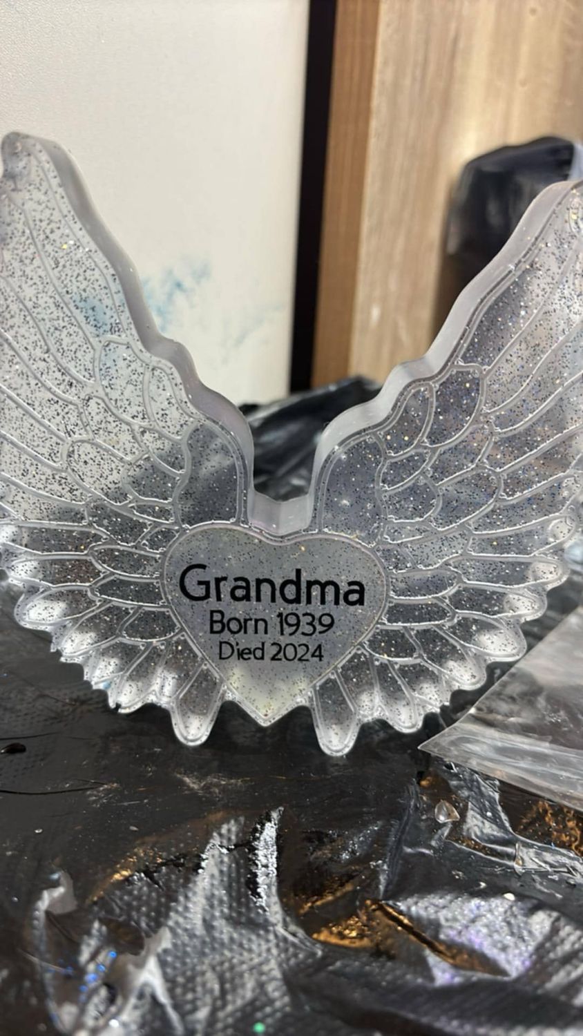 Handmade Resin Heart Angel Wings Ornament