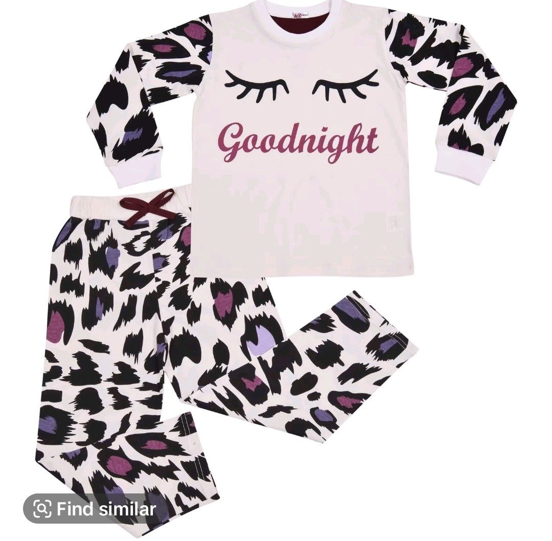2 peace pjs White leopard kids pjs