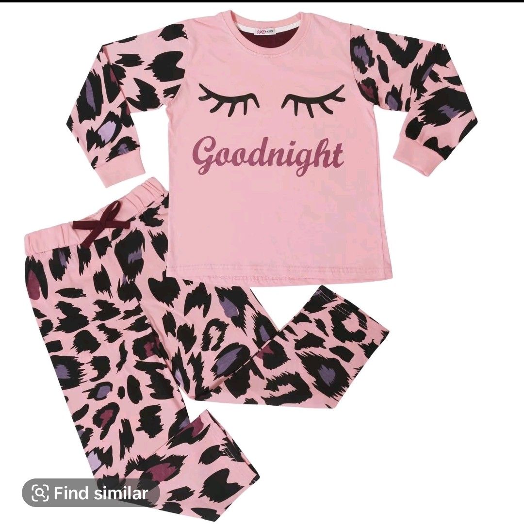 2 peace pjs set pink leopard kids pjs