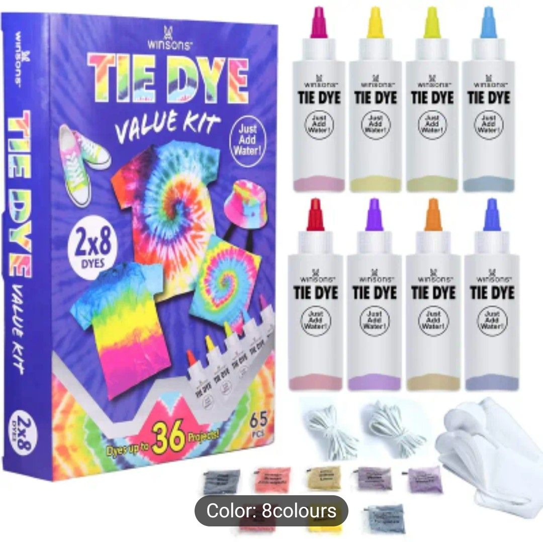 Permanent Tie Dye Kit - 8 Vibrant Colors for Adults - Ideal Christmas Gift for DIY Projects, Creative Group Activities, and Homemade Party Gifts