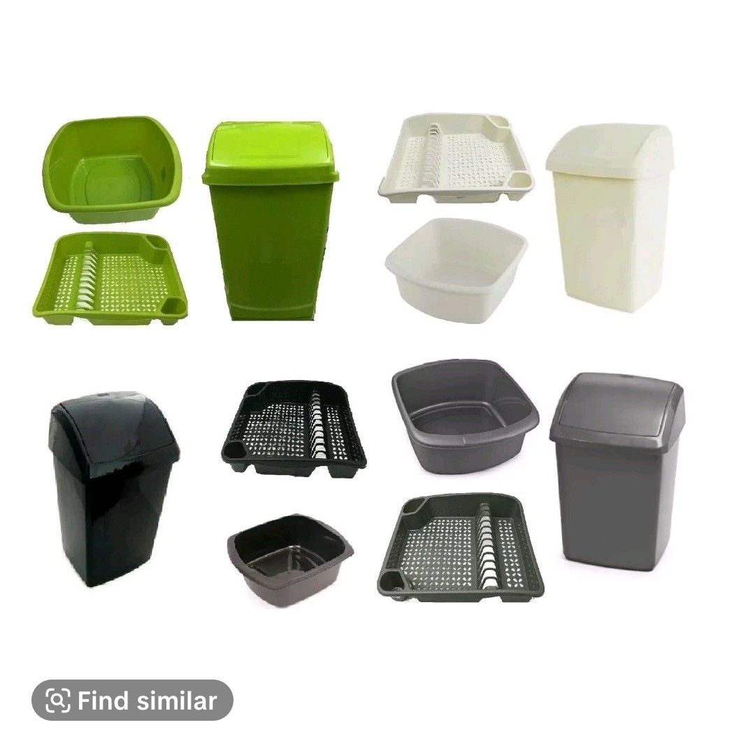 Set of 3 swing top bin extra large dish drainer bowl