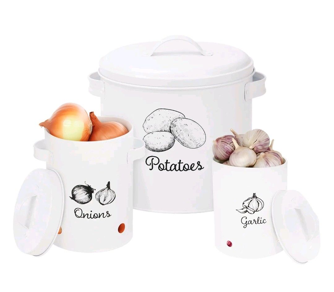 Set of 3 vegetable kitchen storage canisters