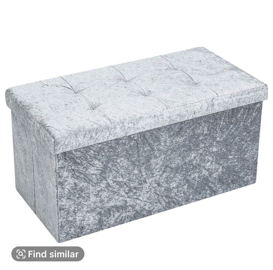 Velvet ottoman large 2 seat foldable double bed storage foot stool furniture