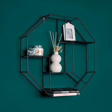 Large Hexagon Iron Wall Rack Shelf - Black