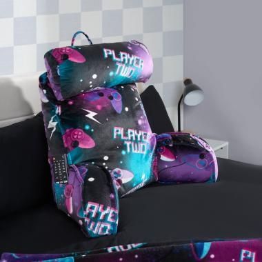 Gaming Cuddle Cushion with Head Rest - Neon
