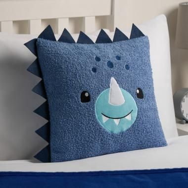 Kids Character Dinosaur Boucle Filled Cushion - Blue