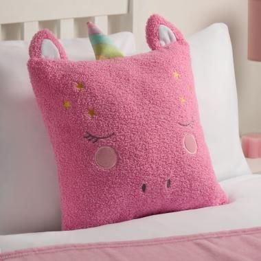 Kids Character Unicorn Boucle Filled Cushion - Pink