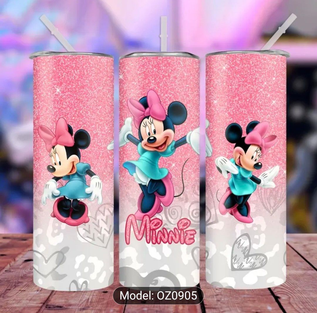 Minnie Mouse 20oz Stainless Steel Tumbler with Removable Lid and Straw, Rust Resistant Insulated Travel Mug for Camping, Dining, Relaxing - Christmas Holiday Gift