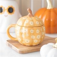 Groovy pumpkin lidded mug