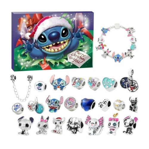 (Lilo &amp; Stitch A) 2024|2025 Christmas Advent Calendars DIY Charm Bracelet Set 24 Days Surprise Gift
