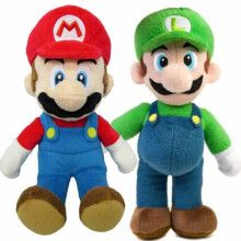 (2Pcs Mario+Luigi) Super Mario Bros Plush Doll Mario Luigi Soft Toy