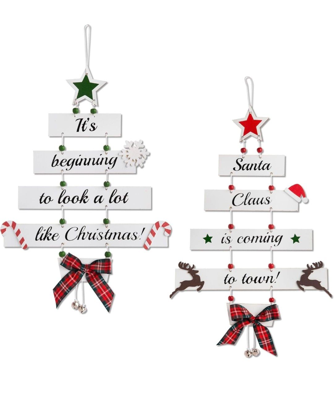 Premium Wooden Christmas Decorations - Large Hanging Indoor, Ceiling, Window &amp; Room Decorations