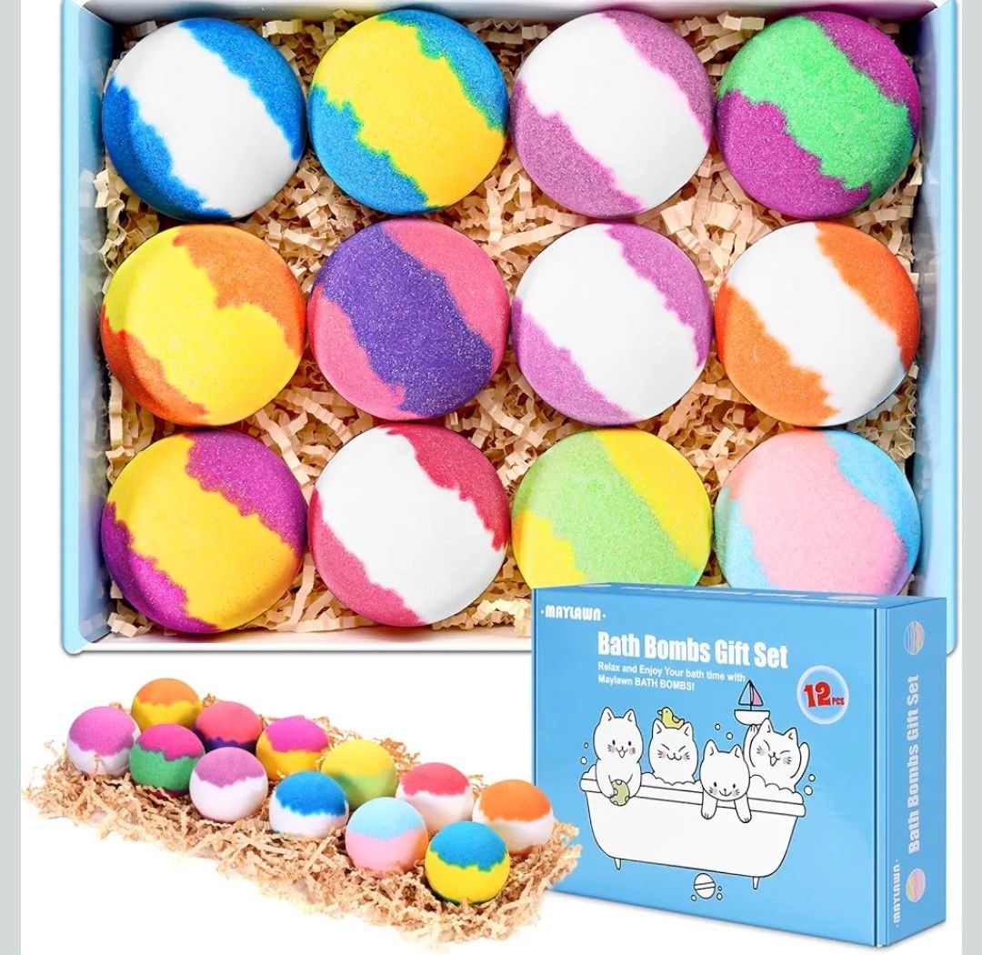 Bath Bombs Gift Set, 12pcs Handmade Fizzy Bubble Bath Bombs, Vegan &amp; Cruelty Free, Perfect for Bubble and Spa Bath, Birthday Mothers Day Gifts Idea for Her/Him, Wife, Girlfriend