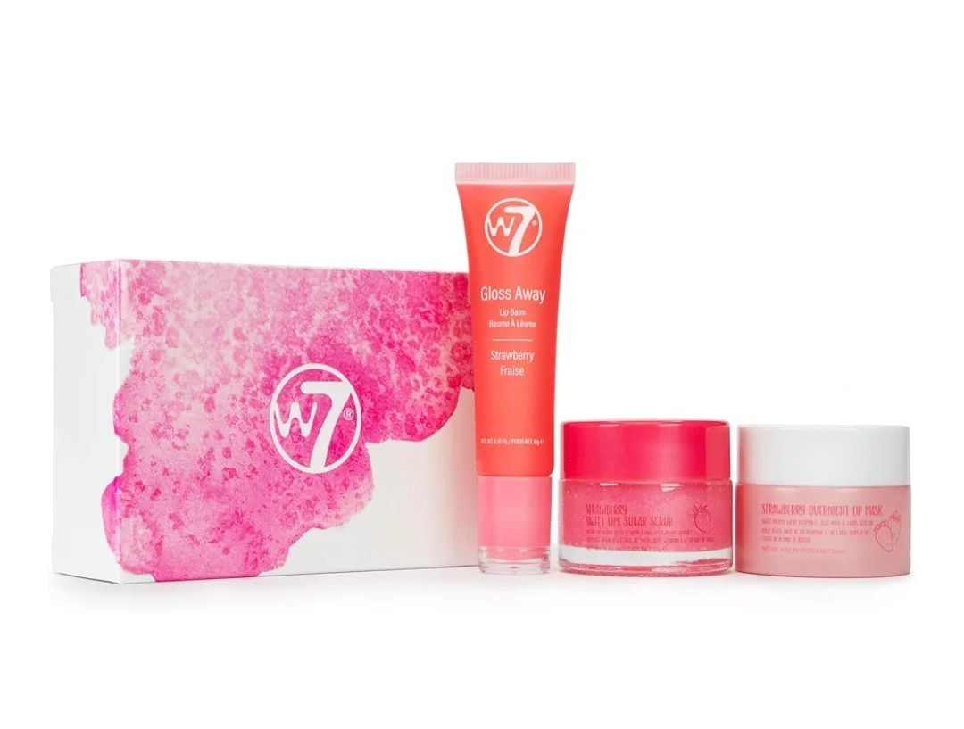 W7 Sweet Dreams Lip Care Trio - 3 Piece Gift Set - Overnight Lip Mask, Lip Balm &amp; Lip Scrub - Strawberry Amazon&#39;s Choice