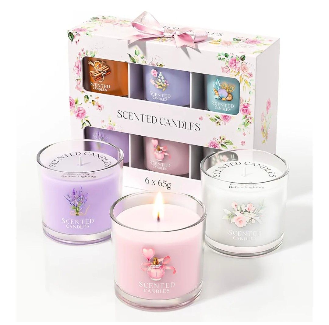 CHILLFLAME Candles Gifts for Women, Scented Candles Gift Set for Her, 6 Scented Votive Candles, Birthday Gifts for Women/Men (6 Colors, 400g)