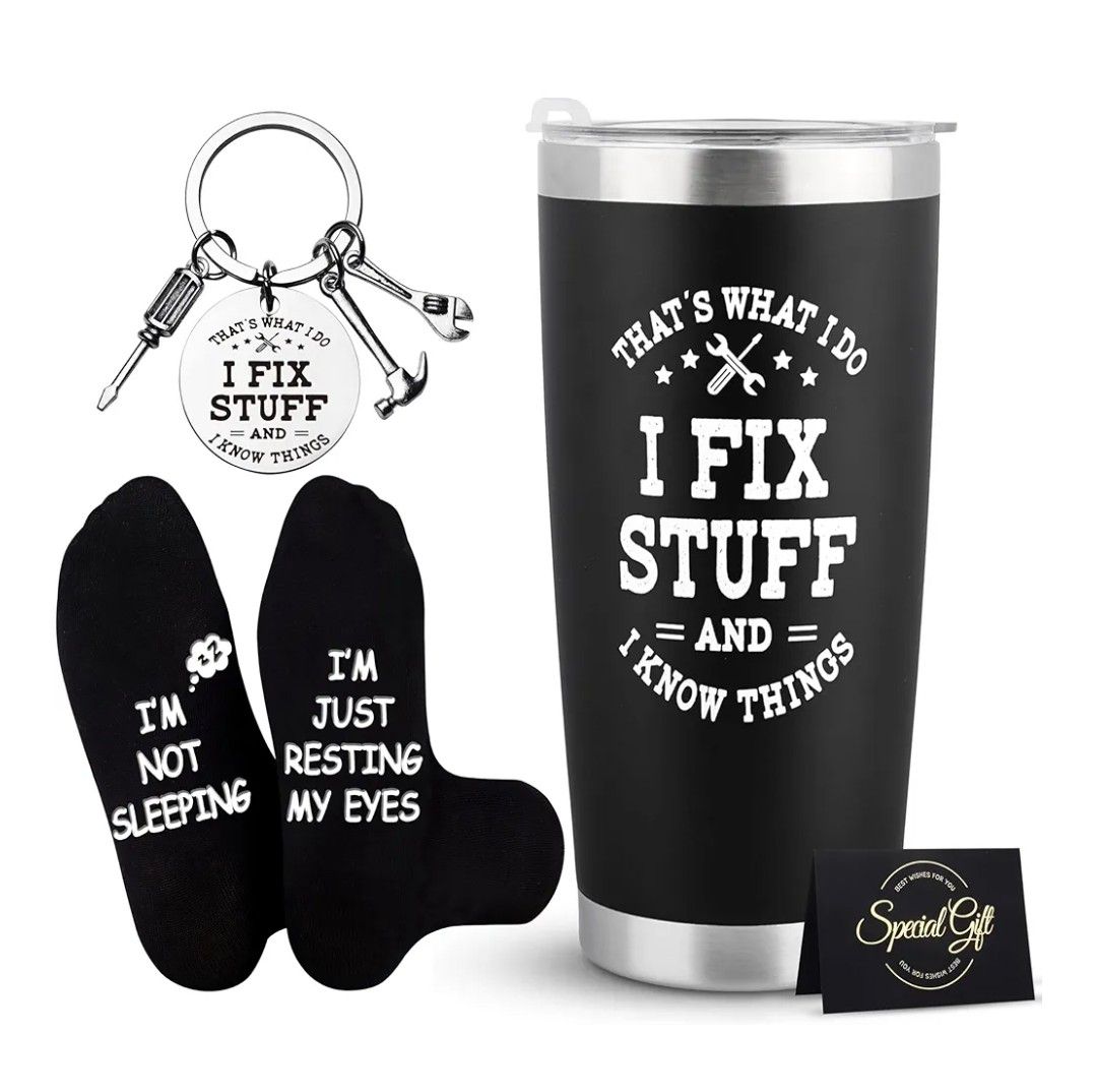 Shoppawhile Birthday Gifts for Men Funny and Unusual Ideas Presents for Men Christmas Fathers Day Birthday Stainless Steel Travel Tumbler 20oz Mechanic Mens Gifts