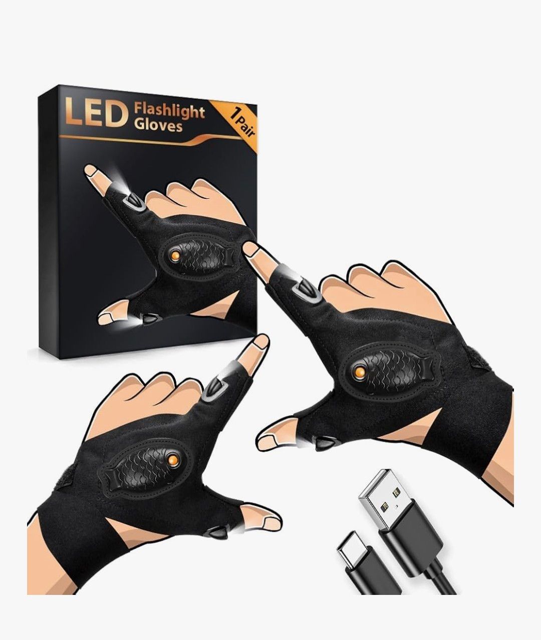 Christmas Fishing Gifts for Men Dad: LED Gloves with Lights, Secret Santa Gifts for Dad Grandad Husband Him DIY Tools Birthday Present, 2025 Mens Gadgets Xmas Advent Calendar Stocking Fillers for Men