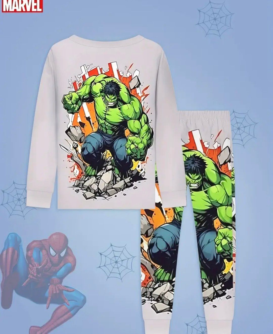 Marvel boys&#39; pajama set, round neck, flame-retardant fabric home wear, boys&#39; pajamas and daily wear