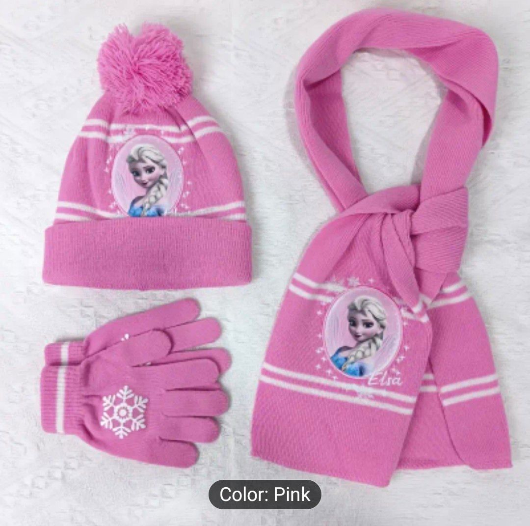 [Disney Winter Hat Set] 3pcs Disney Winter Hat Set - Soft &amp; Warm Fleece, Knitted Scarf and Gloves, Beanie Cap with Snow White Theme for Men &amp; Women, Casual Outing or Party Gift