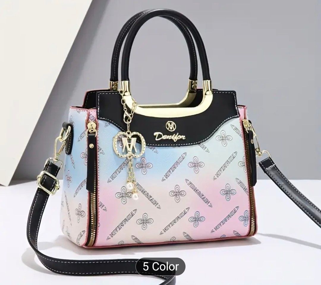 Cocogigi Women&#39;S Elegant Black Synthetic Shoulder Bag with Detachable Strap, Golden-Tone Hardware &amp; Floral Pattern - Versatile Handbag for Casual &amp; Formal Occasions, Perfect Gift for Her, Evening Hand