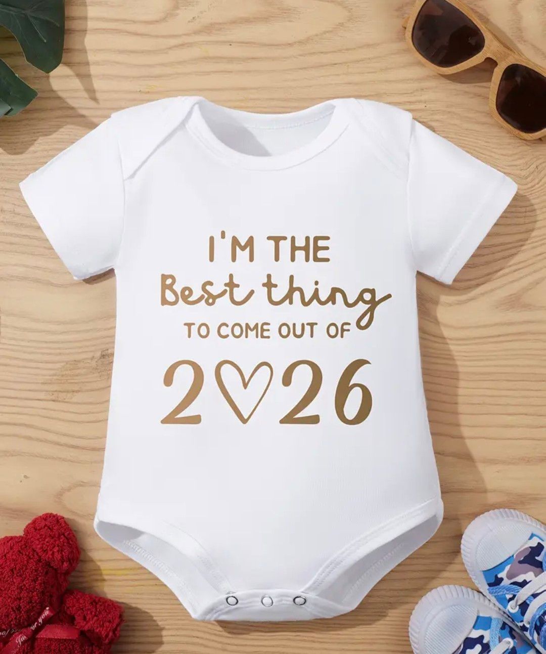 2026 Newborn Baby Bodysuit - &quot;I&#39;m the Best Thing to Come Out of 2️26&quot; Print, Soft Short Sleeve Romper with Snap Closure, All-Season Casual Outfit for Boys &amp; Girls, Newborn Baby Clothes, Perfect for Ou