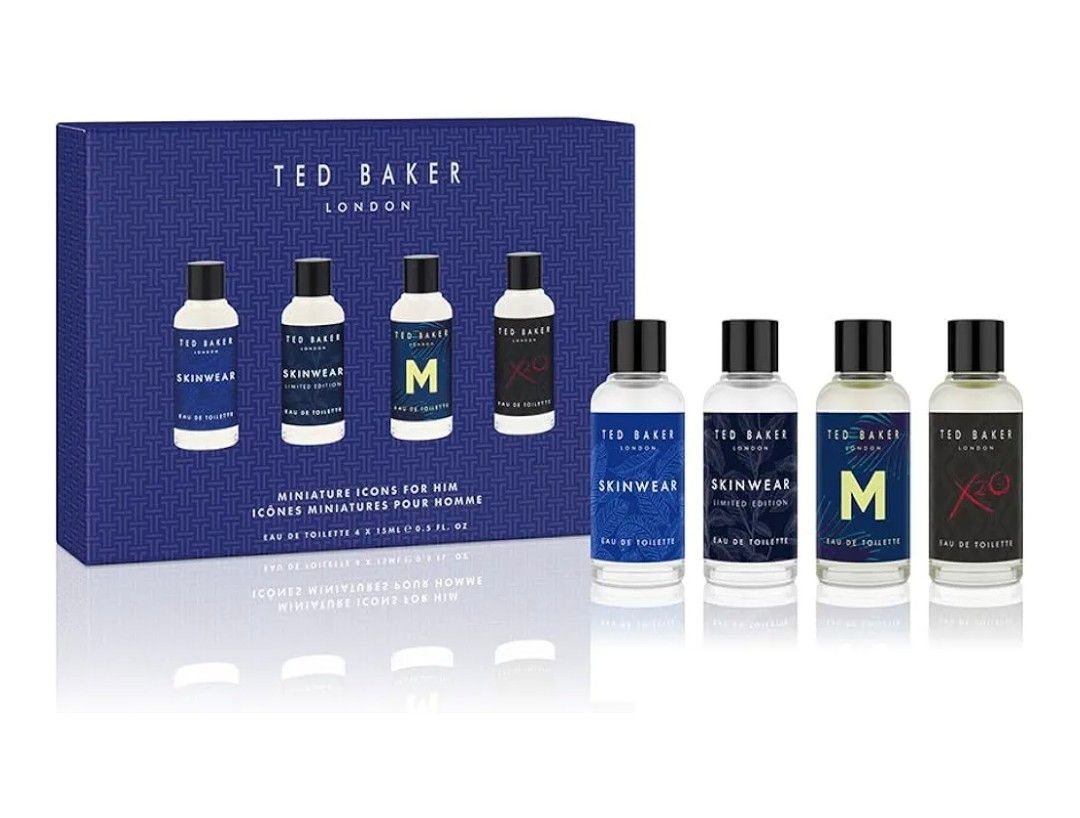 Ted Baker Mini Perfume Set for Him, Gift Set Containing 4 Miniature Fragrances for Men, Skinwear, Skinwear Limited Edition, M &amp; X20, 4 x 15ml