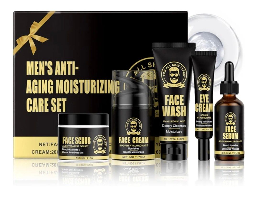 Mens Skincare Set - Anti-Aging Men Gift Set with Mens Face Scrub, Moisturisers, Face Wash, Anti Wrinkle Serum, Eye Cream, Combat Fine Lines &amp; Revitalize Skin, Gift Sets for Men, Day &amp; Night