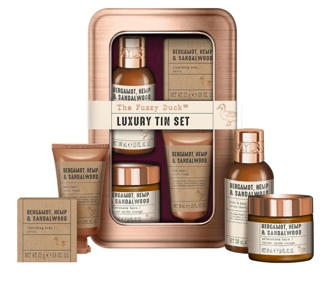 Baylis &amp; Harding The Fuzzy Duck Bergamot, Hemp &amp; Sandalwood Men&#39;s Luxury Grooming Tin Gift Set - Vegan Friendly (Pack of 1)