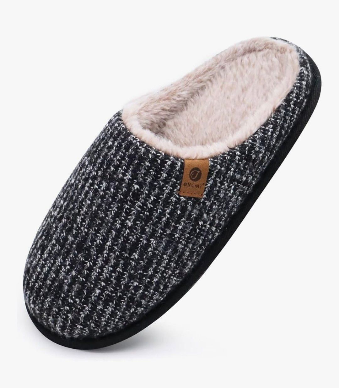 ONCAI Mens Slippers Memory Foam Slippers Slip On Warm Fluffy House Indoor/Outdoor Shoes With Anti-skid Sole