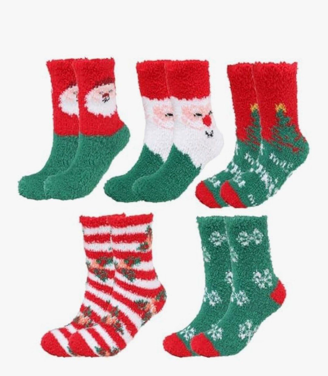 Moosono Christmas Fluffy Socks for Women, 5 Pairs Warm Sleeping Slipper Socks, Bed Fuzzy Winter Socks for Women and Girls