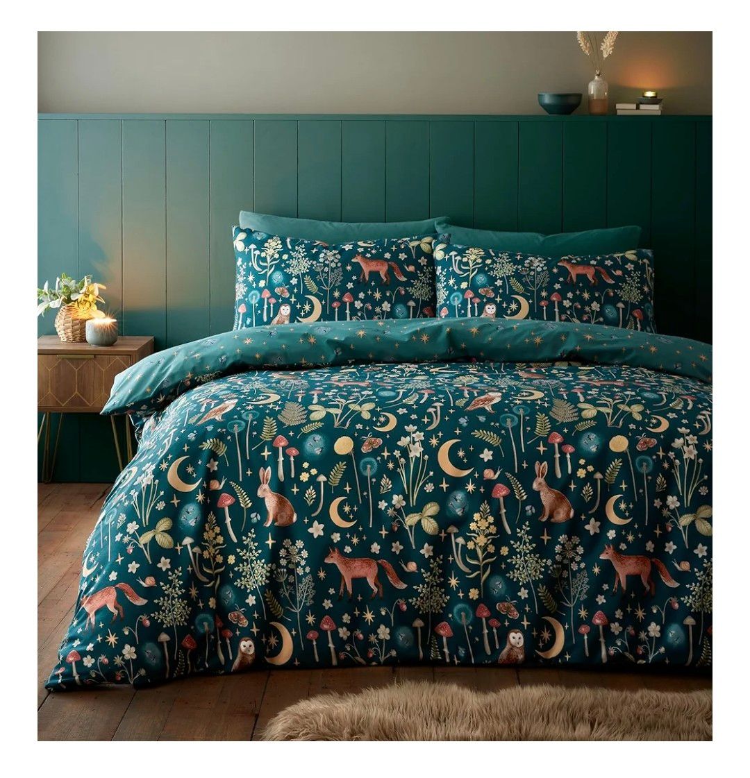 Catherine Lansfield Enchanted Twilight Reversible Double Duvet Cover Set with Pillowcases