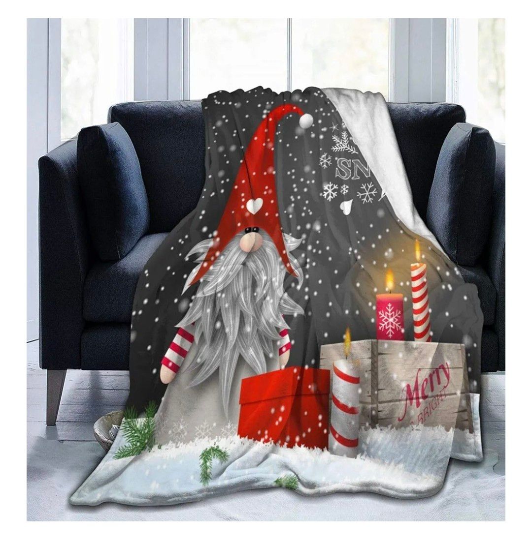Abaysto Christmas Throws for Sofa, Christmas Gonk Blanket Fluffy Microfiber Blanket Throw Over for Bed, Sofa, Couch-Gnome, Large 40 x 50 Inch (103 x 127cm)