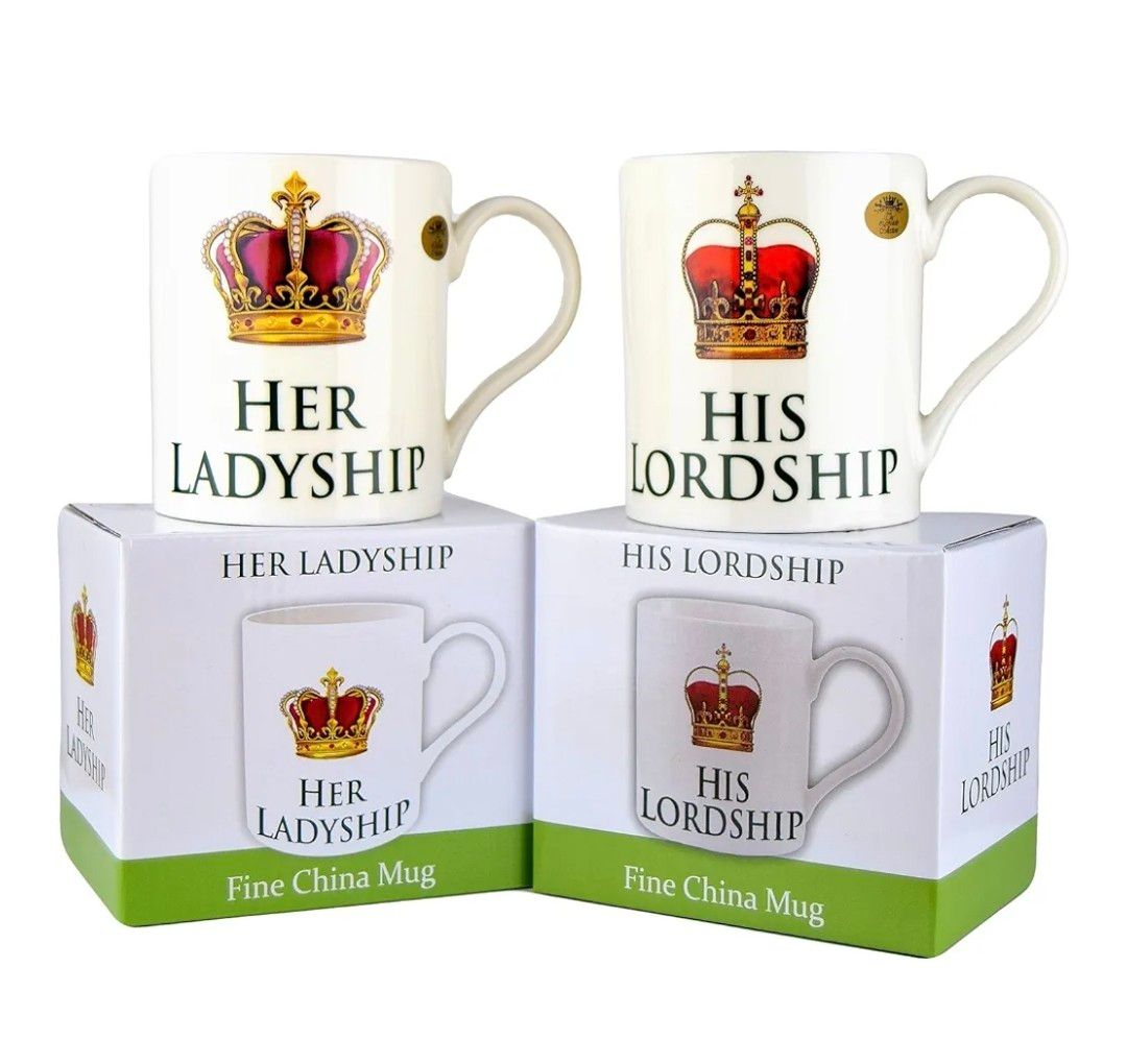 The Leonardo Collection His Lordship &amp; Her Ladyship Fine China Set of 2 Mugs in Individual Gift Boxes