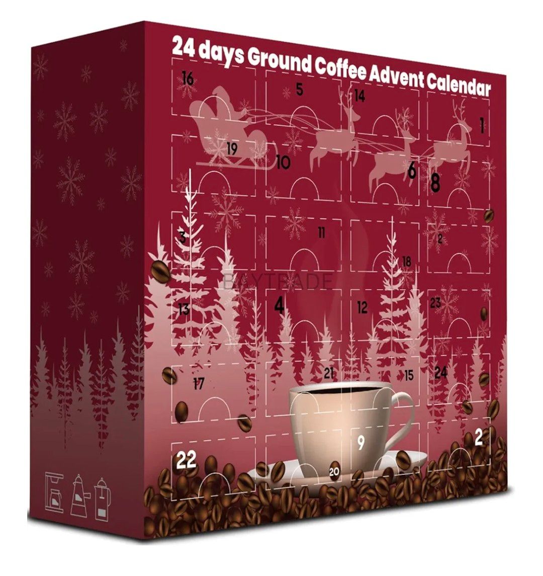 Christmas Coffee Advent Calendar 2025|24 Days Flavoured GROUND Coffee For Cafetiere | Gourmet Coffee Gift Set | Adult Advent Calendar 2025 For Men Women Couples Ladies Lovers Vegan Xmas Dairy Free (1)